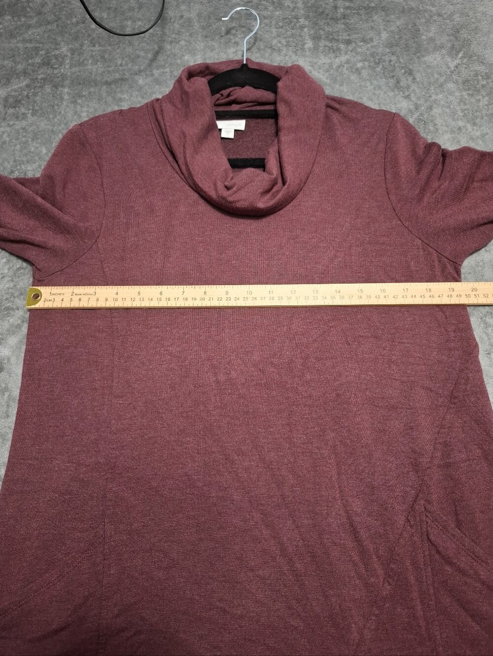 J. Jill Purejill Burgundy Cowl Neck Tunic Sweater Pockets Soft Warm Sz M - Picture 7 of 10